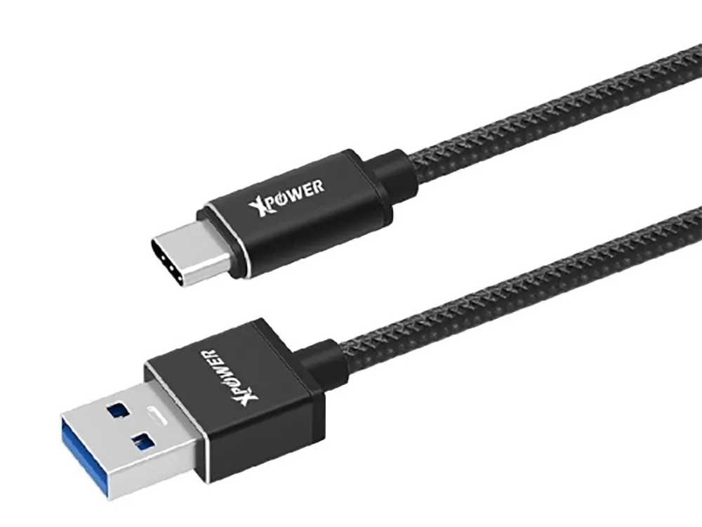 Кабель для зарядки и синхронизации Xpower Type-C Cable, Nylon, 2m, USB Type-A/USB Type-C, 2м, Чёрный