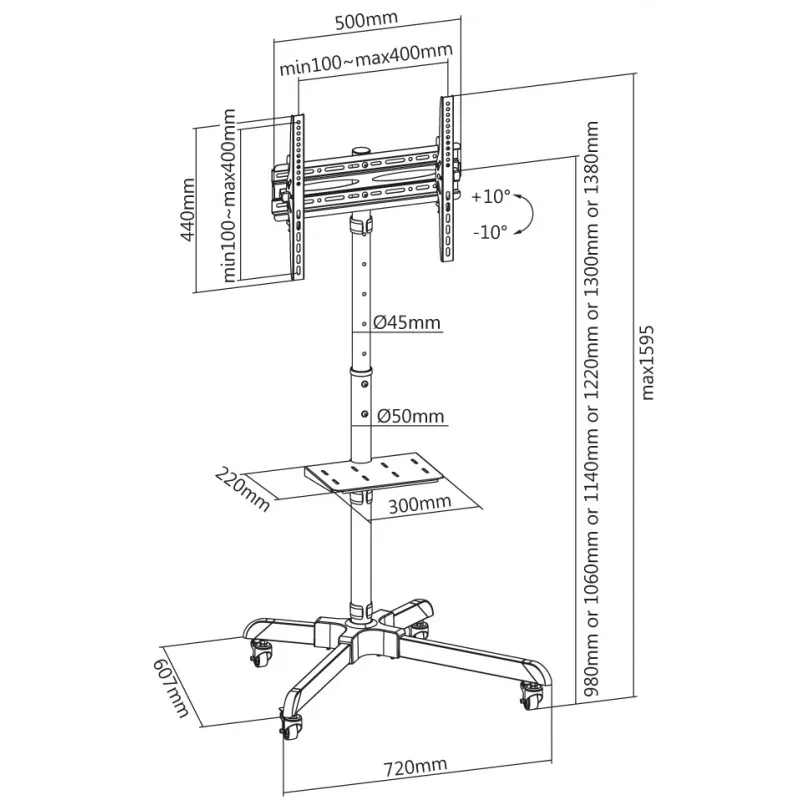 Suport TV Mobil Reflecta TV Stand 55P, Negru