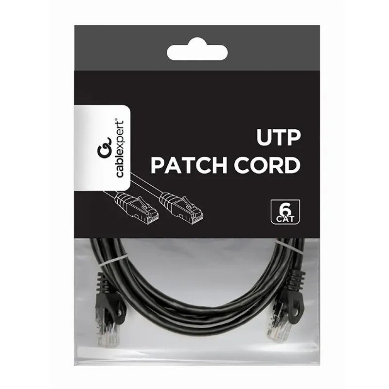 Patch cord Cablexpert PP6U-2M/BK, Cat6 UTP, 2m, Negru