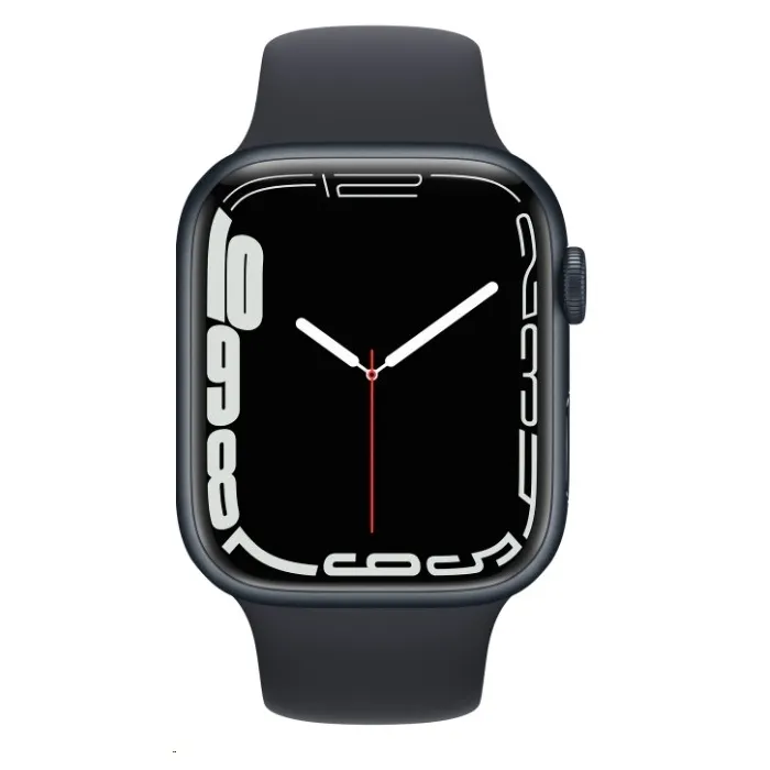 Ceas inteligent Apple Watch Series 7 GPS MKN53, 45mm, Carcasă din aluminiu cu banda Sport Midnight Black