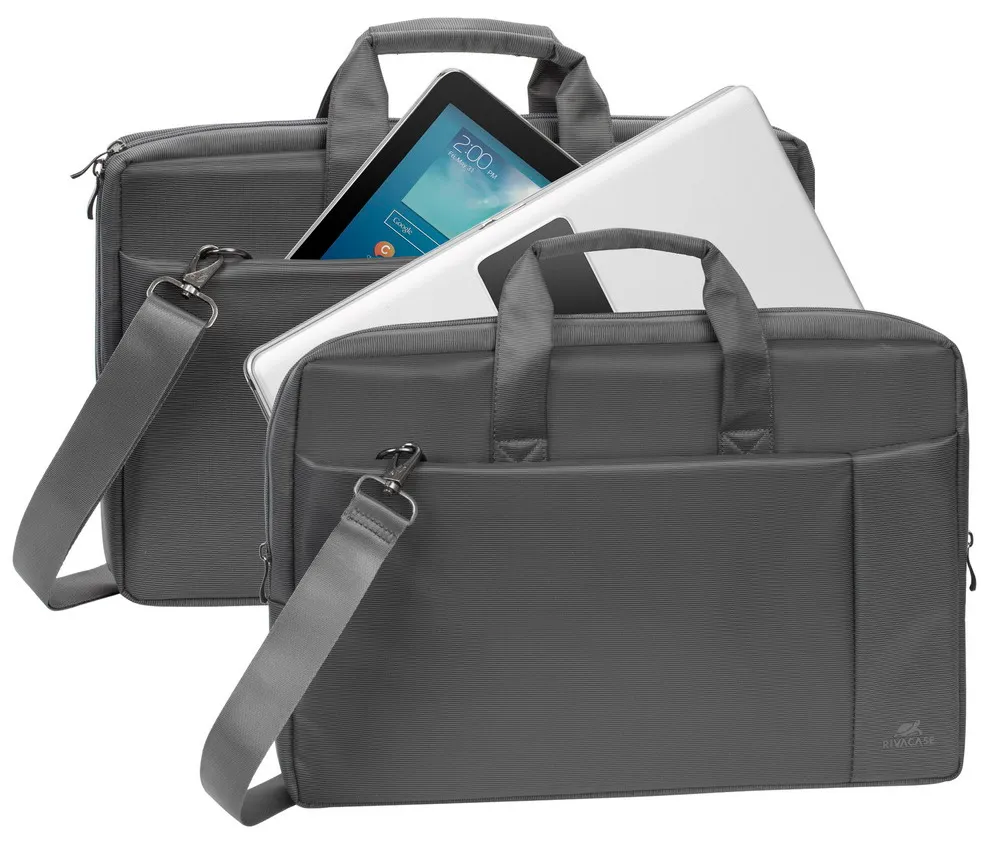 Geantă pentru Laptop RivaCase Central, 17.3", Poliester, Gri
