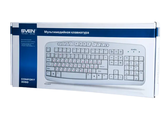 Tastatură SVEN Comfort 3050, Cu fir, Alb