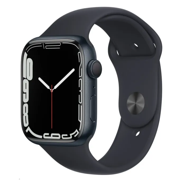 Ceas inteligent Apple Watch Series 7 GPS MKN53, 45mm, Carcasă din aluminiu cu banda Sport Midnight Black