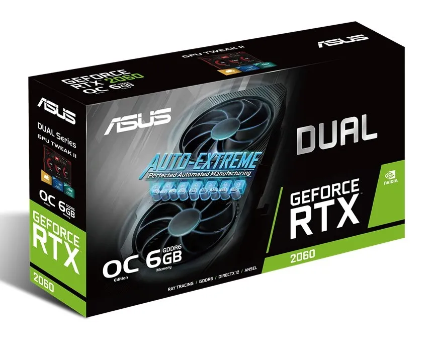 Видеокарта ASUS DUAL-RTX2060-O6G-EVO,  6GB GDDR6 192бит