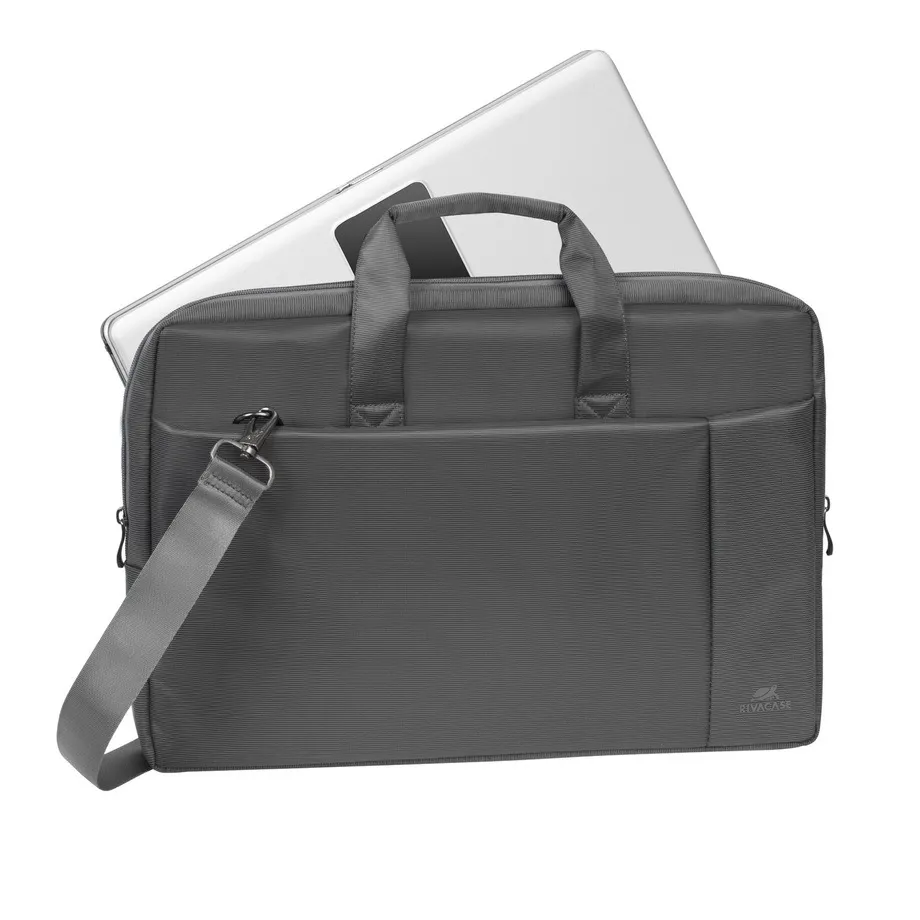 Geantă pentru Laptop RivaCase Central, 17.3", Poliester, Gri