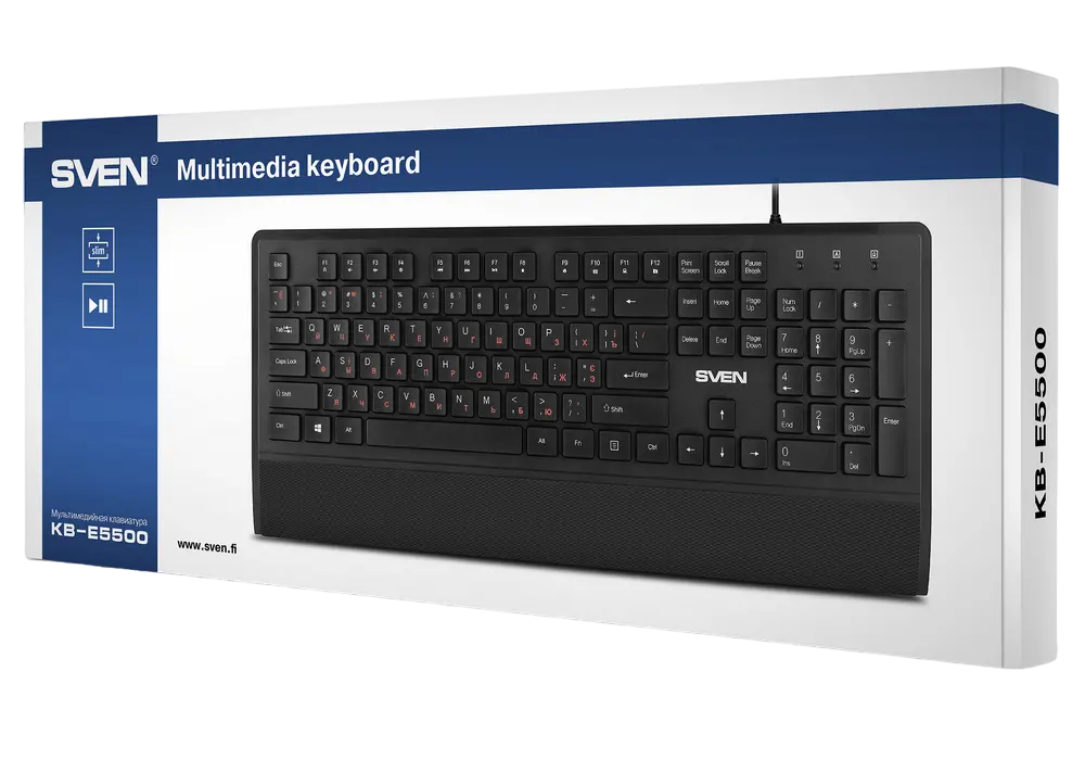 Tastatură SVEN KB-E5500, Cu fir, Negru