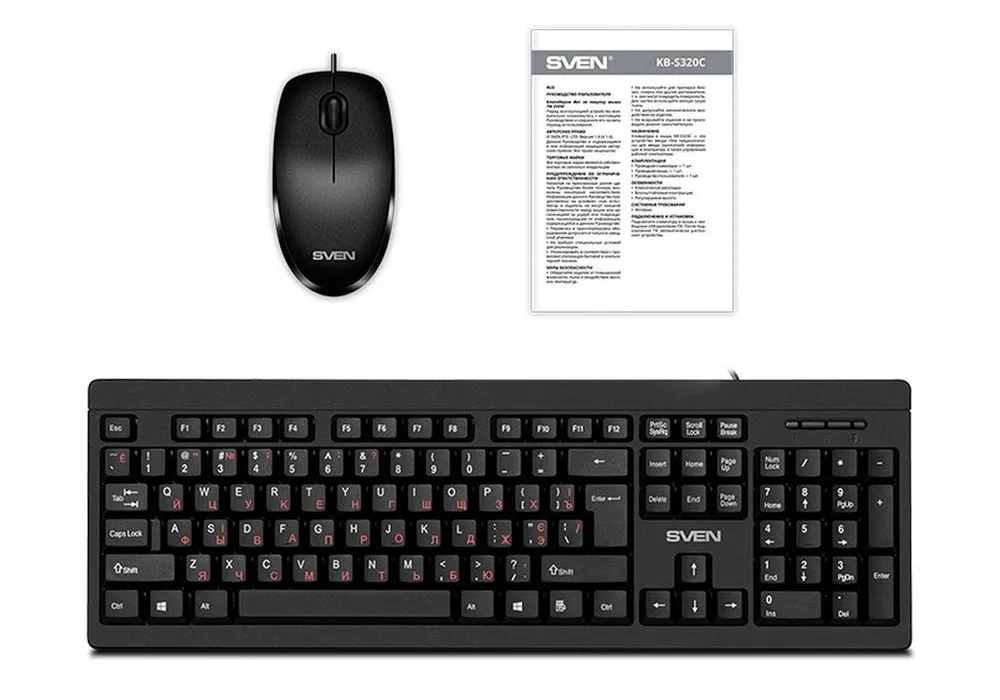 Set Tastatură + Mouse SVEN KB-S320C, Cu fir, Negru