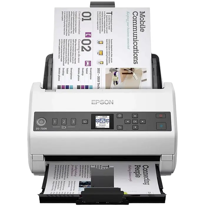 Scaner de documente cu alimentare automată Epson WorkForce DS-730N, A4, Alb