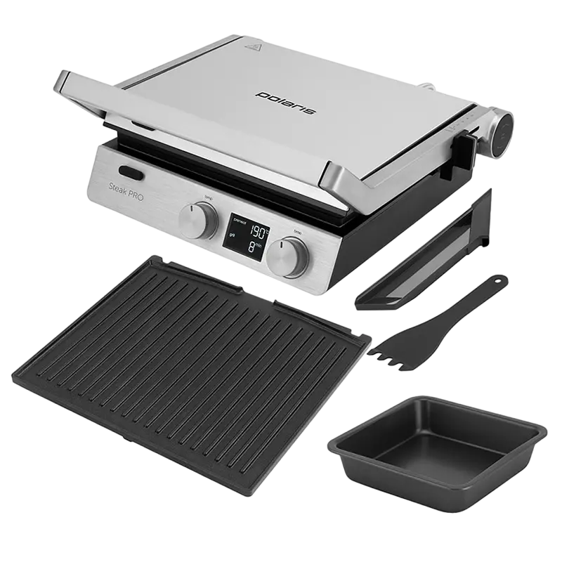 Grătar electric Polaris PGP3005, 2000W, Argintiu