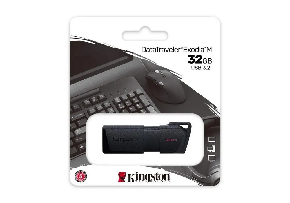  32GB USB3.2 Flash Drive Kingston DataTraveler Exodia M (DTXM/32GB), Black, Plastic, Slider Cap