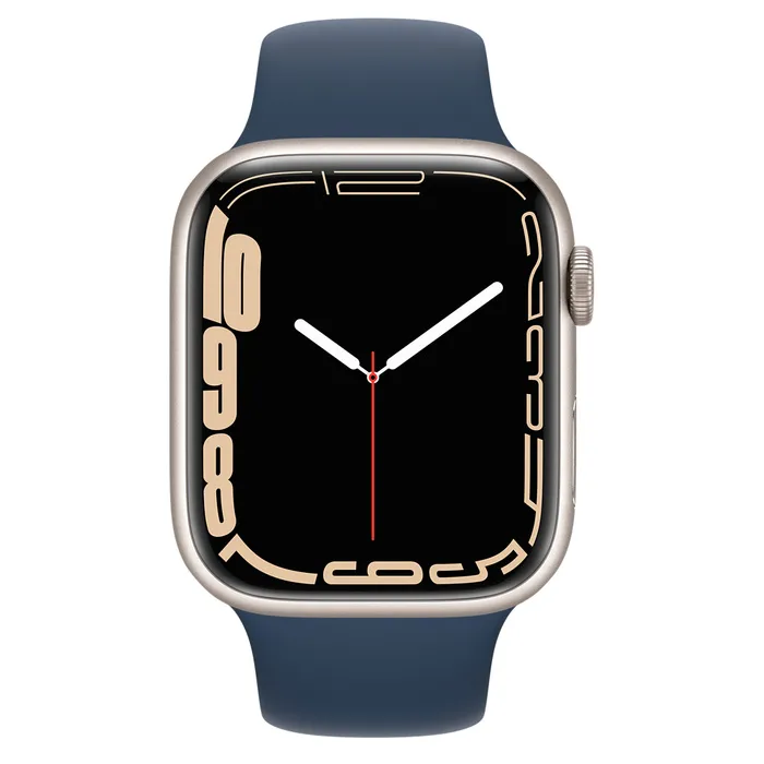 Ceas inteligent Apple Watch Series 7 GPS, 45mm, Carcasă din aluminiu cu bandă sport Abyss Blue