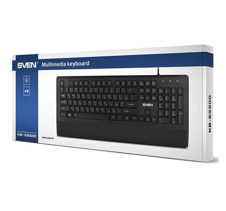 Tastatură SVEN KB-E5500, Cu fir, Negru