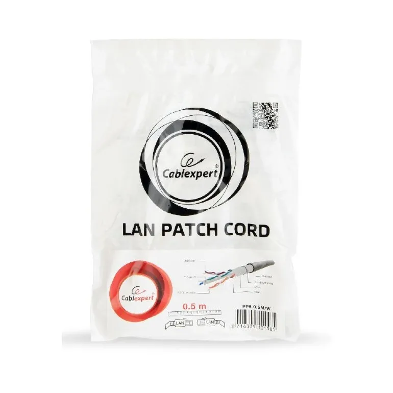 Patch cord Cablexpert PP6-0.25M/W, Cat6 FTP , 0,25m, Alb