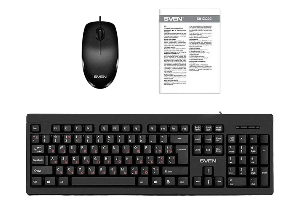 Set Tastatură + Mouse SVEN KB-S320C, Cu fir, Negru