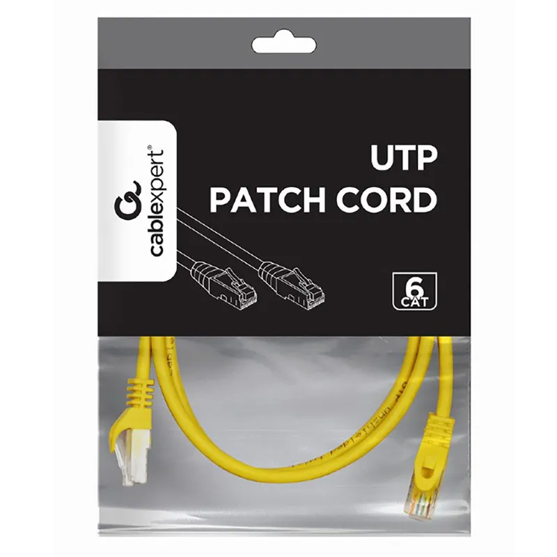 Patch cord Cablexpert PP6U-2M/Y, Cat6 UTP, 2m, Galben