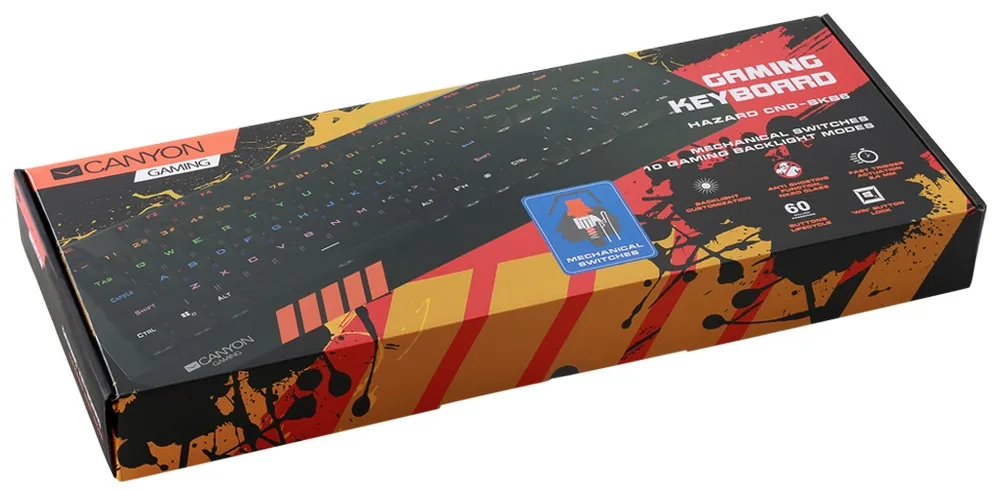 Клавиатура Canyon Hazard, Проводное, Черный/Серебристый