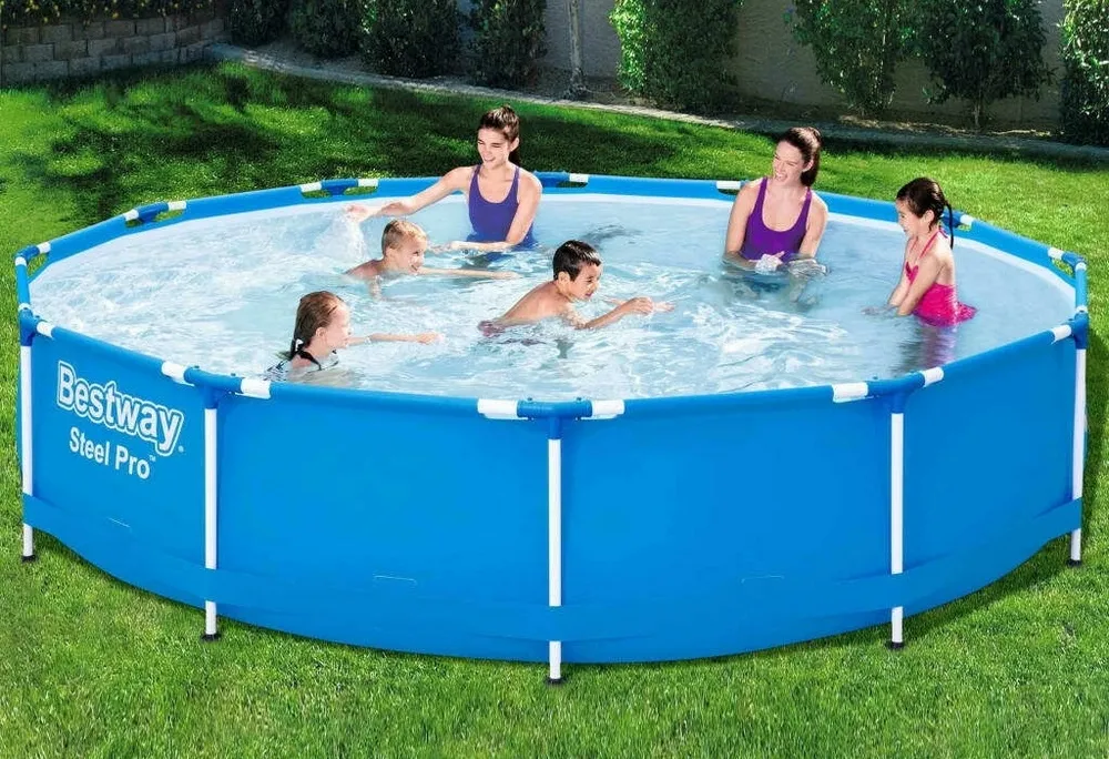 Piscină cu cadru metalic Bestway Steel Pro, 6473L, Albastru, 56706