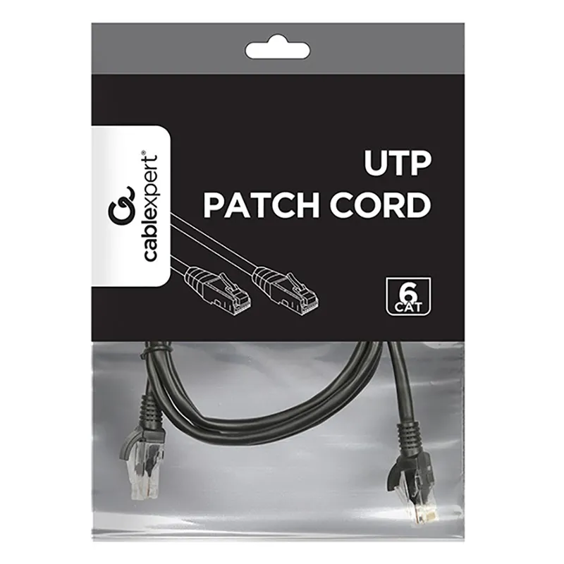 Patch cord Cablexpert PP6U-1M/BK, Cat6 UTP, 1m, Negru