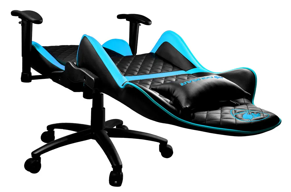 Scaun Gaming Cougar Armor One, PVC Piele, Negru/Albastru deschis