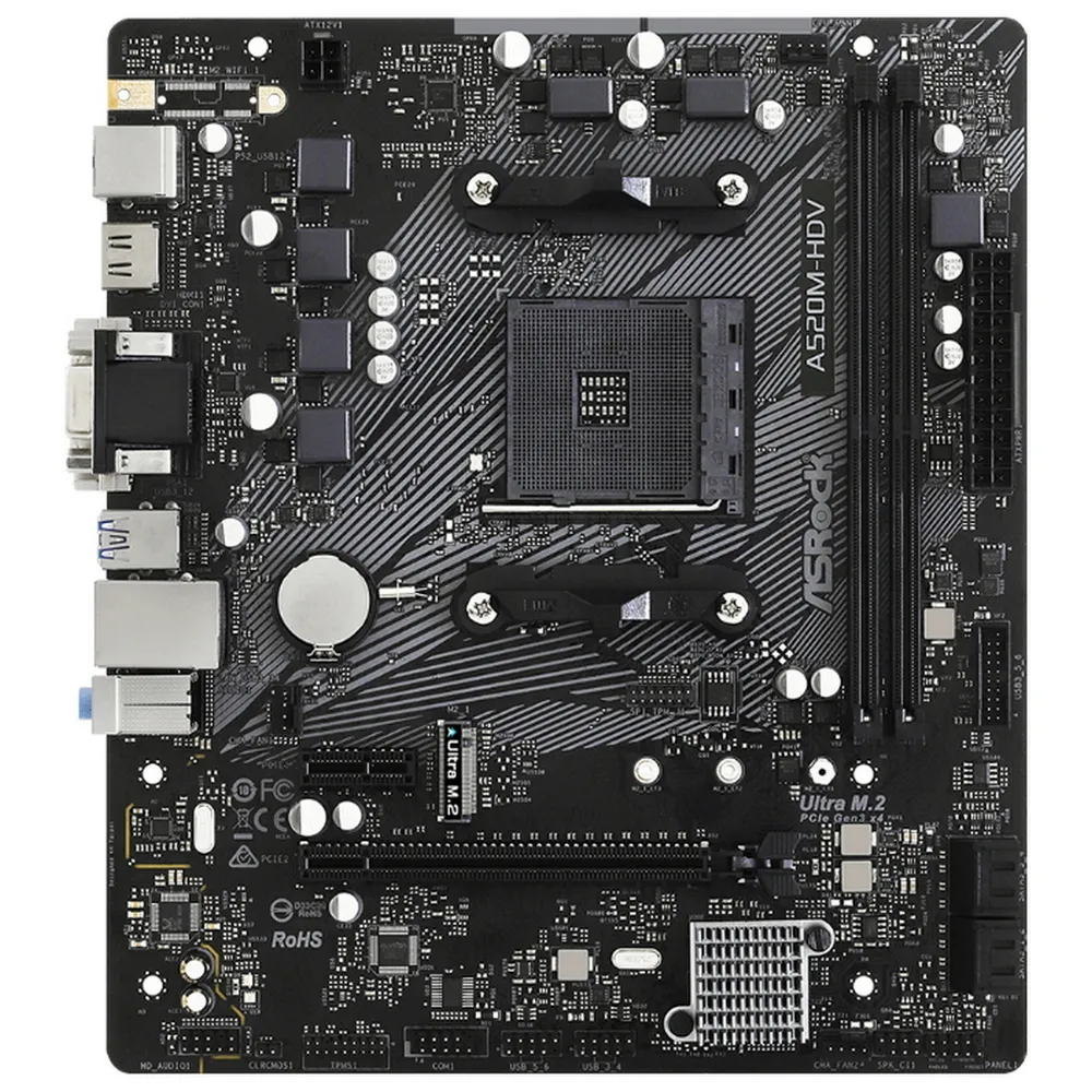 Материнская плата ASRock A520M-HDV, AM4, AMD A520, Micro-ATX