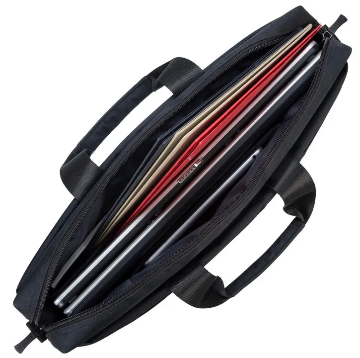 Geantă pentru Laptop RivaCase Biscayne, 15.6", Poliester, Negru
