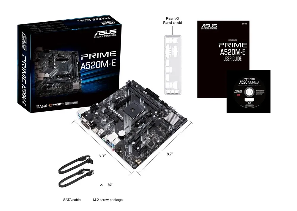 Материнская плата ASUS PRIME A520M-E, AM4, AMD A520, Micro-ATX