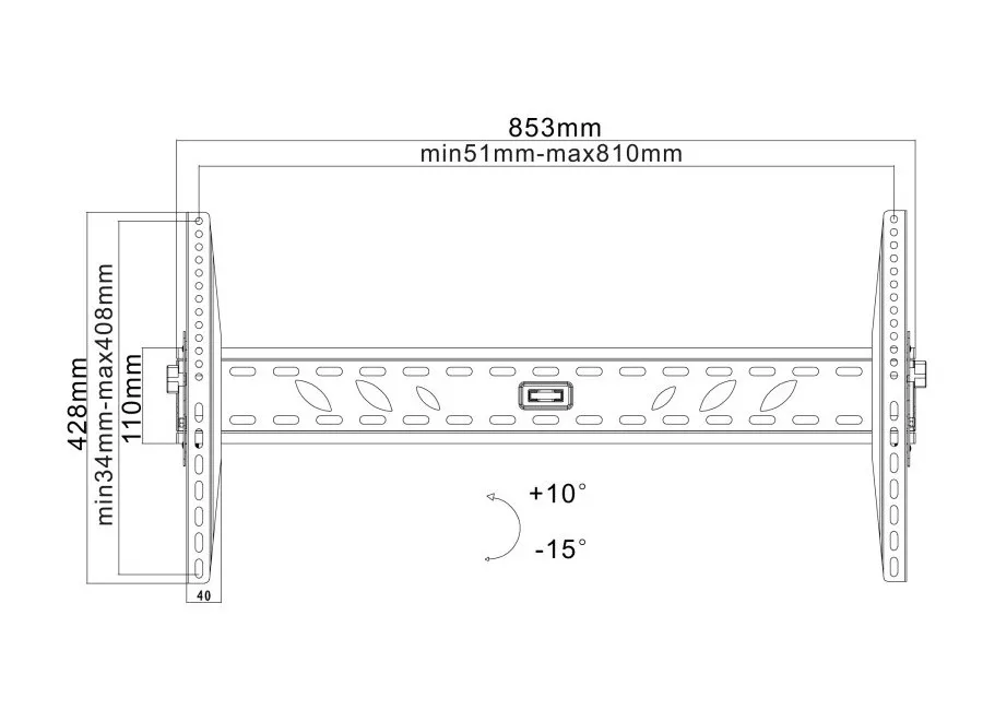 Suport înclinat pe perete Reflecta Plano Slim, Negru