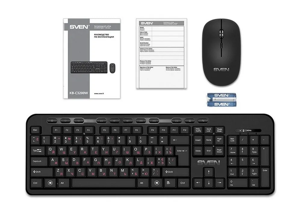 Set Tastatură + Mouse SVEN KB-C3200W, Fără fir, Negru
