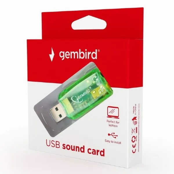Placă de sunet externă Gembird SC-USB-01, Verde