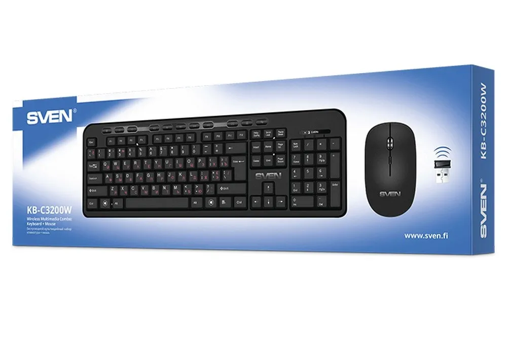 Set Tastatură + Mouse SVEN KB-C3200W, Fără fir, Negru