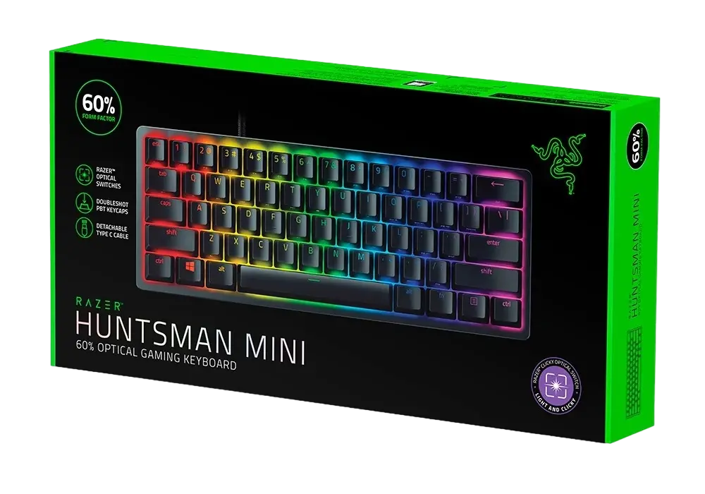Gaming Keyboard Razer Huntsman Mini, Optical Linear SW, Doubleshot PBT Keycaps,US Layout,USB, Black