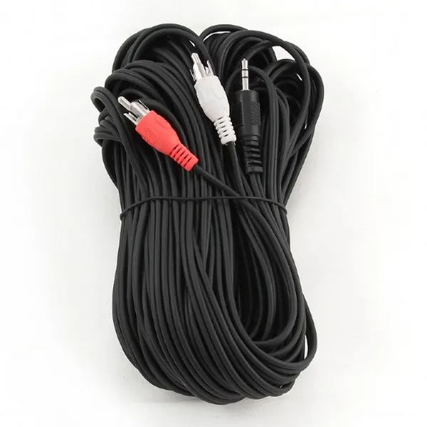 Cablu audio Cablexpert CCA-458-20M, 3.5mm 3-pin (M) - 2x RCA (M), 20m, Negru