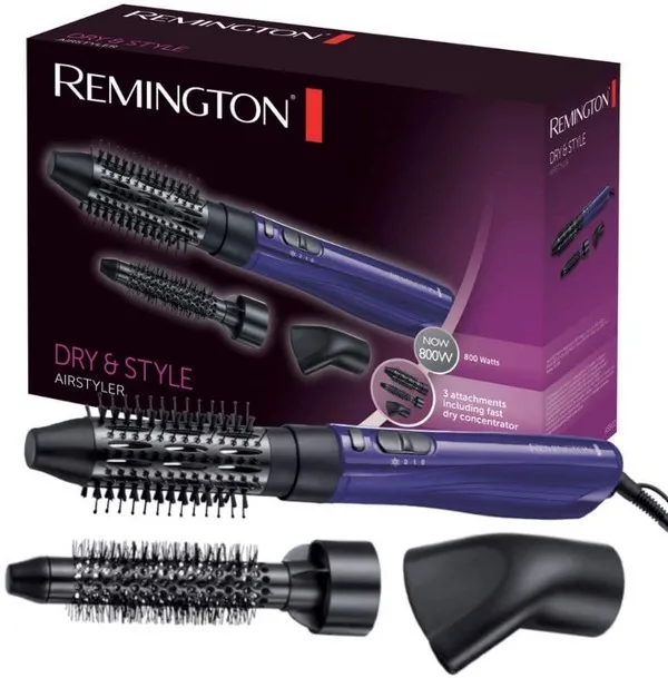 Фен-щётка Remington Dry & Style AS800, 800 Вт, Чёрный | Фиолетовый