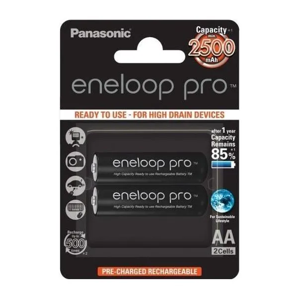  AA  Eneloop PRO 2500mAh, Blister*2, Panasonic, BK-3HCDE/2BE