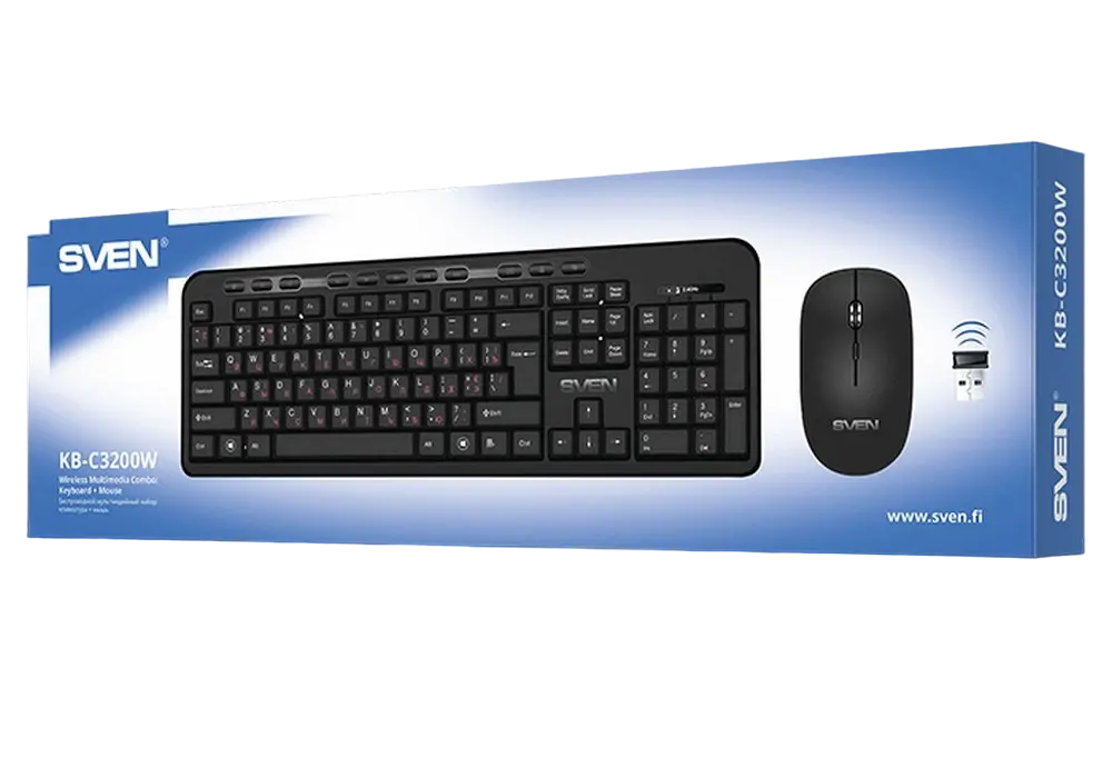 Set Tastatură + Mouse SVEN KB-C3200W, Fără fir, Negru