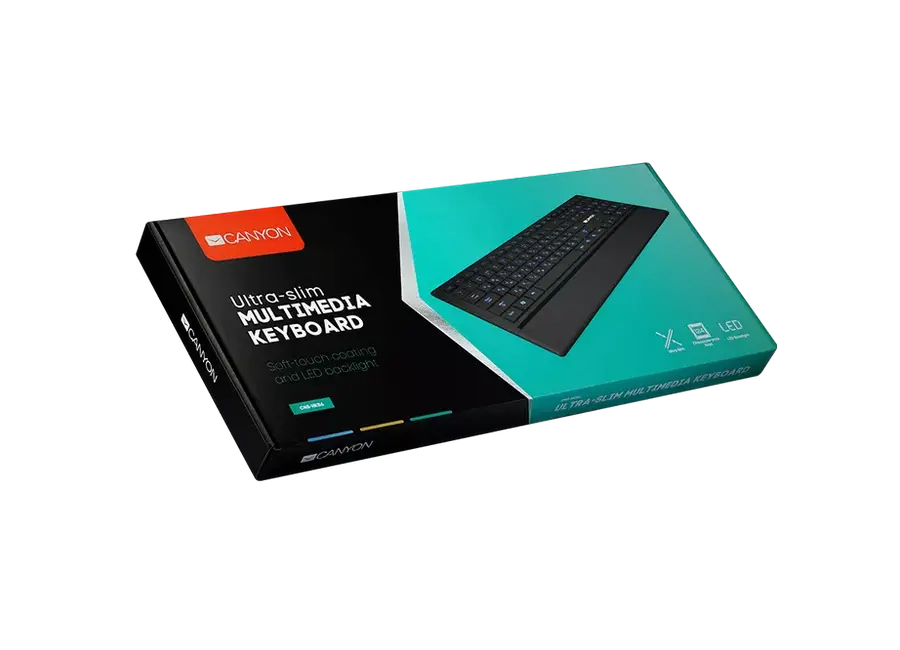 Keyboard Canyon HKB6, Multimedia, Slim, Silent, Backlight, Wrist Rest, Soft touch, USB