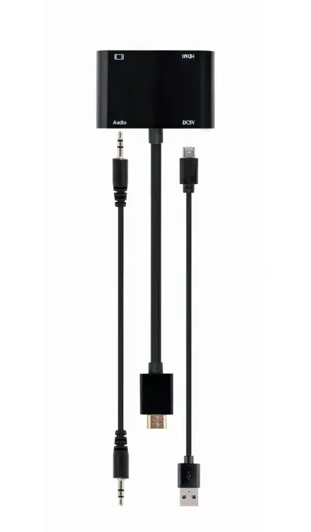 Adaptor Cablexpert A-HDMIM-HDMIFVGAF-01, HDMI (M) - HDMI (F) + VGA, 0.15 m, Negru