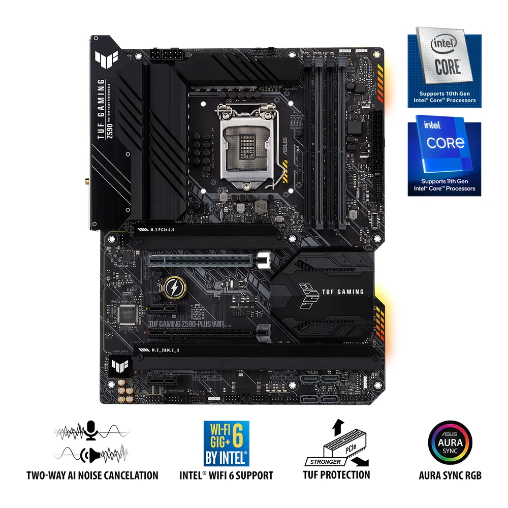 Материнская плата ASUS TUF GAMING Z590-PLUS WIFI, LGA1200, Intel Z590, ATX