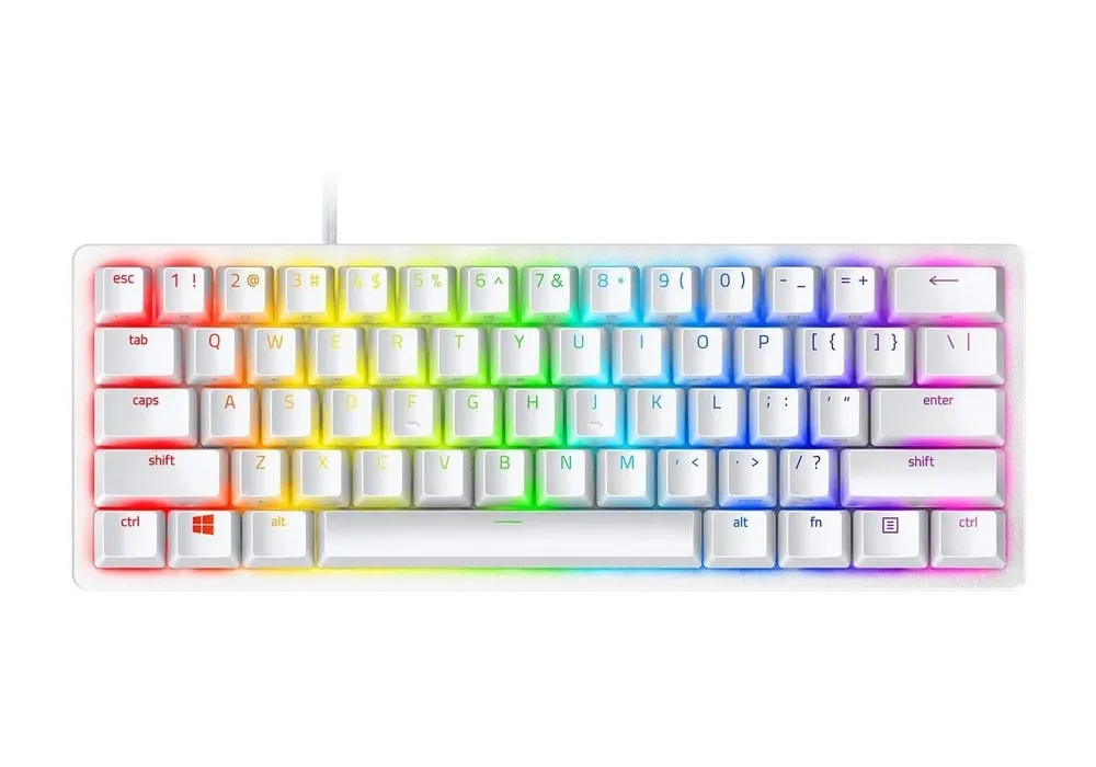 Gaming Keyboard Razer Huntsman Mini, Optical Clicky SW, Doubleshot PBT Keycaps,US Layout,USB, White
