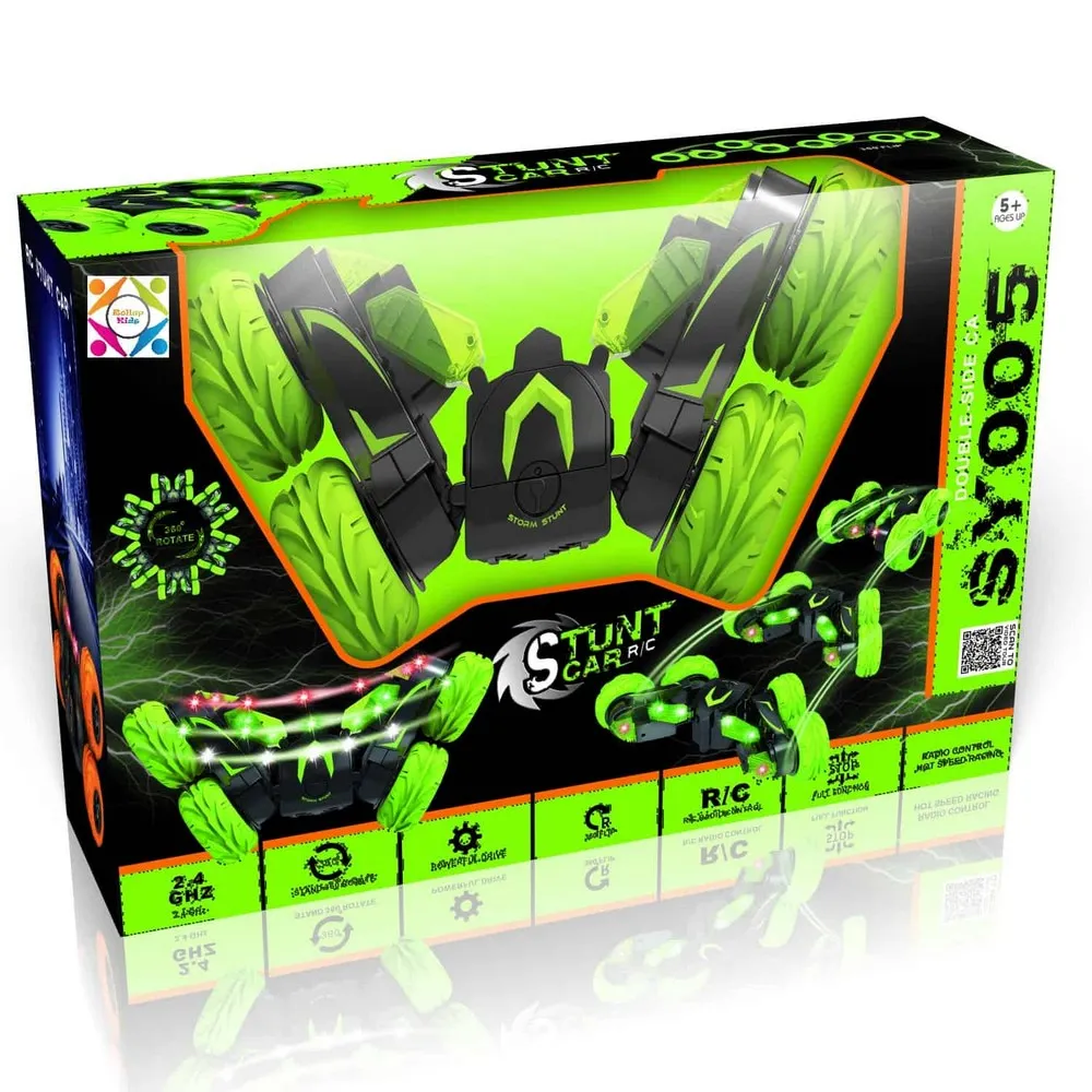 Jucărie cu telecomandă SY Double-Side Stunt Car, --, Verde (SY005)