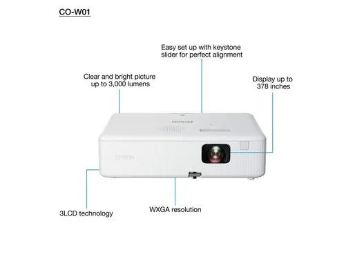 Proiector Epson CO-W01, 3000ANSI Lumens, WXGA (1280 x 800)