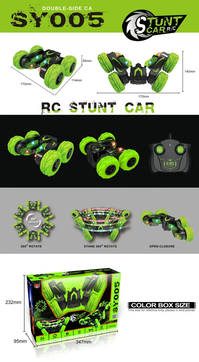 Jucărie cu telecomandă SY Double-Side Stunt Car, --, Verde (SY005)