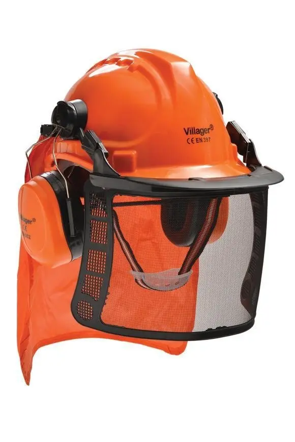 Casca cu viziera protectie din plasa si antifoane Villager VFH 14