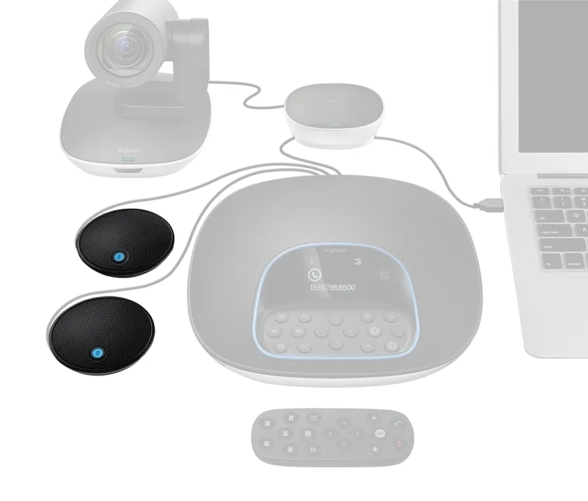 Микрофон для камеры Logitech GROUP Expansion Mics, Беспроводной, Чёрный