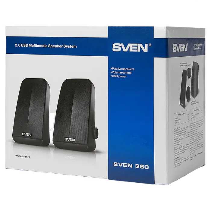 Boxe pentru calculator 2.0 SVEN "380", Negru