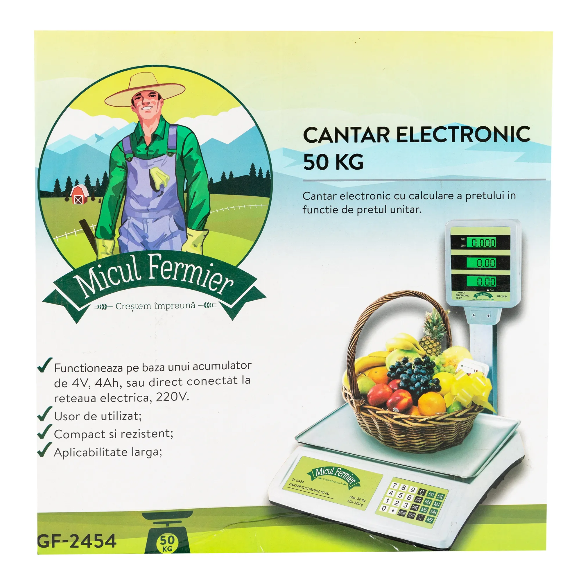 Cantar electronic Micul Fermier 50 Kg cu baterii 4 4Ah