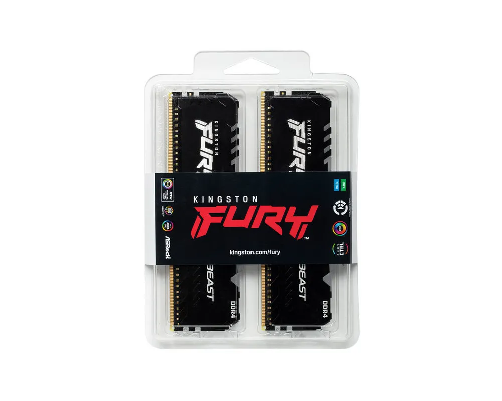 Memorie RAM Kingston FURY Beast RGB, DDR4 SDRAM, 3200 MHz, 16GB, KF432C16BBAK2/16