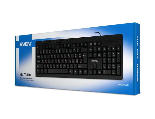 Tastatură SVEN KB-C3010, Cu fir, Negru