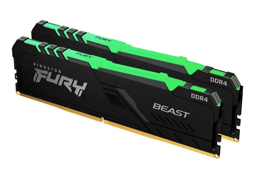Оперативная память Kingston FURY Beast RGB, DDR4 SDRAM, 3200 МГц, 16Гб, KF432C16BBAK2/16