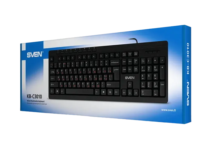 Tastatură SVEN KB-C3010, Cu fir, Negru